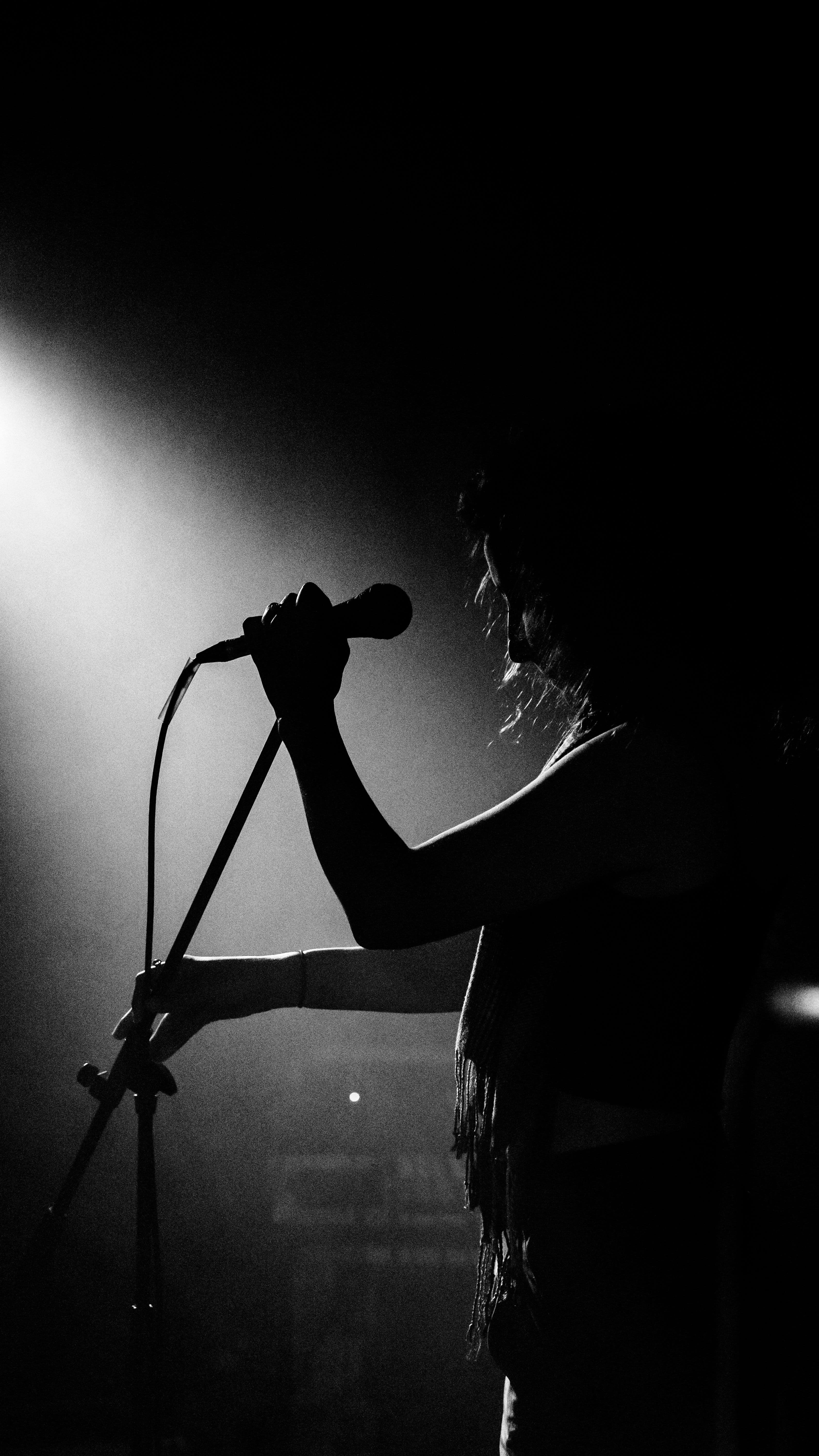 Speaker at microphone