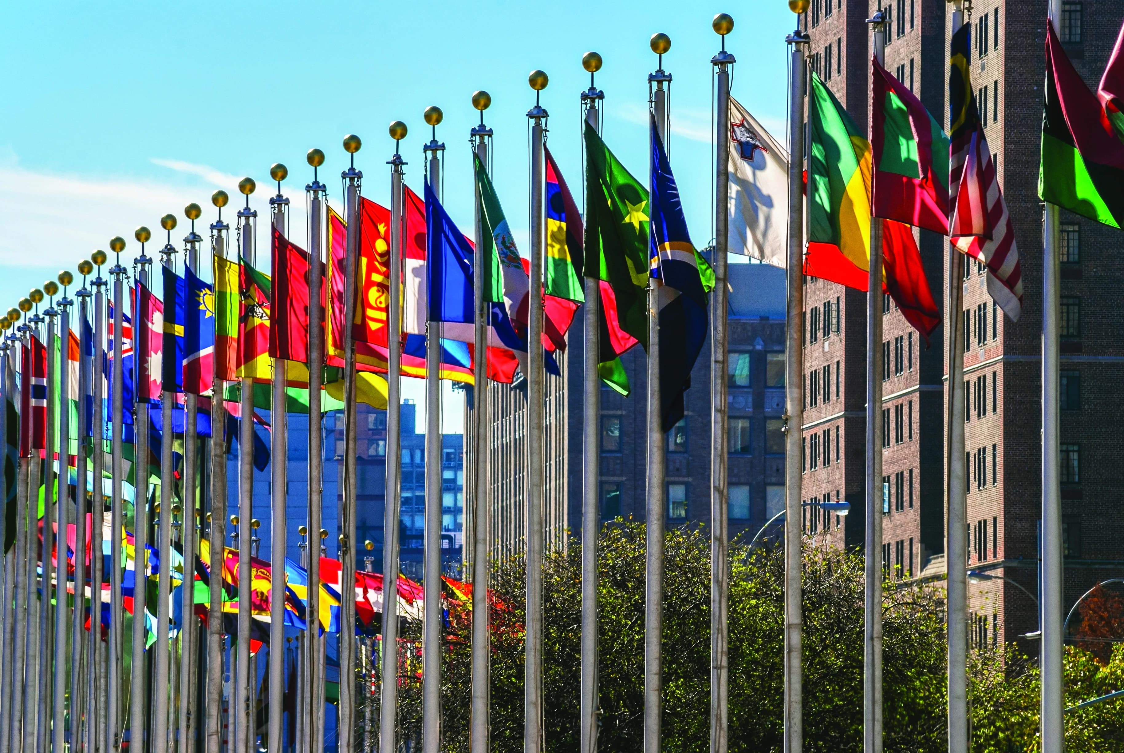 Flags of the countries represented at the conference